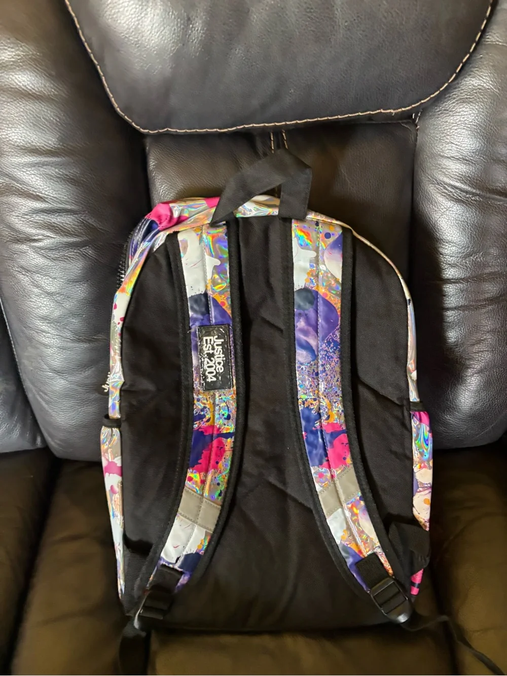 Justice Holographic Splash Print Backpack - Multicolor kids back